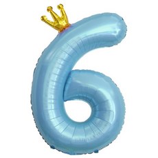 이벤트홀릭 초대형 왕관 숫자은박풍선, 블루 6