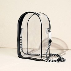 嗨購 娃三歲遛娃包 PVC高透膠骨 立體晒娃包 透明盲盒展示收納袋 23CM, 1個, 黑色（包+繩子）