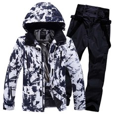 스노우보드복 남녀공용 스키복 방풍 방수 보온 겨울, 블랙앤그래피티+블랙