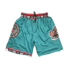 미첼 멤피스 그리즐리스 자수 유니폼 반바지 농구 바지 그린