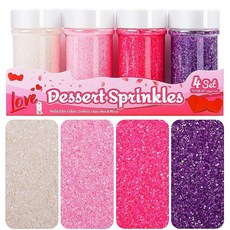 Valentines 샌딩 슈가 스프링클 (320g11.3온스) - 케이크 장식 컵케이크 토퍼 쿠키 및 아이스크림 베이킹용 스파클링 레드 핑크 퍼플 및 화이트 굵은 설탕 크리스탈, Multicolors Sanding Sugar