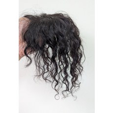 瀏海髮型【7*10】25cm 自然黑 - 時尚捲髮透氣瀏海片, 自然色-中分, 5個