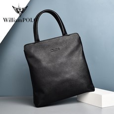 William POLO 黑色 真皮 男士 公文包, 黑色,13寸