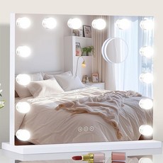 조명이 있는 NUSVAN 베니티 디밍 메이크업 가능한 미러 17개의 3가지 LED 전구가, 19.7"L x 16.6"W