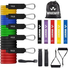 WHATAFIT 저항 밴드 운동 운동용 남성 및 여성용 손잡이가 달린 근력 훈련 홈 체육관 장비 Morandi-01 146496 6894328560, 다채로운 색상 Whatafit 146496 68943