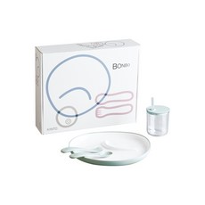 【日本KINTO】BONBO吸管杯餐盤4件組 - 共3色《WUZ屋子》餐具 兒童用, 粉灰藍, 1個