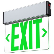 그린 LED 엣지 조명 출구 표지판 등록 알루미늄 하우징 UL 단면 비상구 브러시드, 1 Pack, 단면 그린
