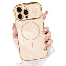 Fiyart 아이폰 16 플러스 전용 케이스 귀여운 웨이브 프레임 컬리 모양 러브 하트 도금 여성용 여아용 카메라 보호 MagSafe 마그네틱 충격 방지 범퍼 17cm(6.7, iPhone 16 Pro, 핑크