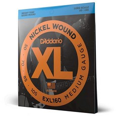 D'Addario 니켈 와운드 피콜로 베이스 스트링 20-52 롱 스케일 (EXL280)_154098, Medium Scale