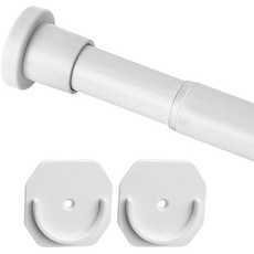 옷장 막대 - 30-50인치 드릴링 연장기 걸이 없음 흰색 조절 가능한 옷걸이 욕실 창문용 홀더홀더 포함, White, 28-50"(with No Drilling Holder, 화이트