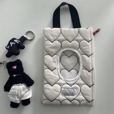 Babe Cosset 濕紙巾收納包 韓風ins風紙巾袋 外出推車吊掛式濕紙巾套, 濕紙巾收納包-黑桃愛心, 1個