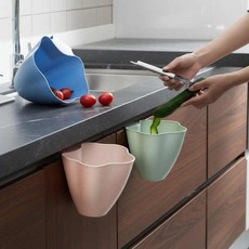 업소용 가정용 씽크대 음식물처리기 다용도 걸이형 접이식 주방 쓰레기통, 핑크