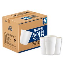 THE프리미엄 일회용 천연펄프 종이컵 1000개 1박스 사무실 자판기 커피 카페
