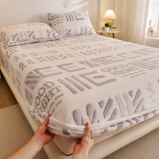 귀여 겨울 벨벳 침대 시트 커버 두꺼운 따뜻한 매트리스 보호대 극세사 침대보 베개커버 포함 JoYouth