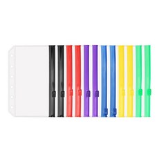 A7 바인더 포켓 12PCS 6홀 지퍼 멀티 컬러 현금 봉투 사이즈 루즈 파우치 백 저널 예산 폴더용, A7 Size, Multicolor