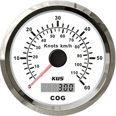 KUS 85mm GPS 속도 표시기 튜닝 0-200Km/H 자동 버스 보트 용 빨간색 백라이트 및 안테나 12v/24v 방수, 01 white