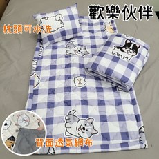 幼稚園兒童恐龍睡墊三件組 枕頭透氣涼被磨毛現貨, 歡樂夥伴,一組（超商一單最多兩組）