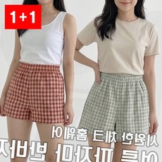파자마 반바지 여성 여름 잠옷 체크 홈웨어 면 실내복 커플