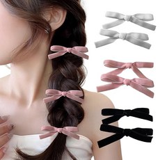 yowodana 리본 헤어 어레인지 2개 세트 헤어 액세서리 작은 나비 매듭 미니 헤어 클립 머리 장식 머리카락 귀엽다 헤어 액세서리 소녀 생일 성인식 결혼식 화이트