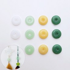 원석 옥 도넛 비즈 평안구 형 구슬 전통 동양 장식 15mm [1개], 옥색, 1개