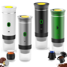 휴대용 1구 커피 머신 전동 미니 커피머신 캡슐 원두 호환, 블랙