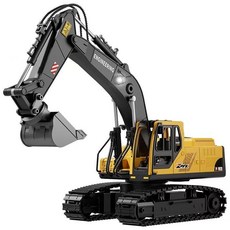 兒童遙控工程挖掘機玩具，仿真工程車模型，多功能配件可更換，培養孩子空間想像力, 三合一 合金挖掘機, 1個