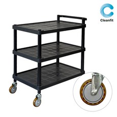 크린핏 3단 ABS 식당 서빙 카트 검정 (와인 바퀴), 1개