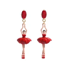 2026 유럽 및 미국 에나멜 글레이즈 레드 컬러 소녀 크리스마스 넛크래커 스터드 귀걸이 반지, 24 Earrings