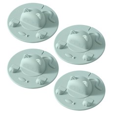 단열 및 방진 주방 액세서리와 호환되는 인체공학적 고양이 머리 디자인의 3/4Pc 두꺼운 실리콘 음료 뚜껑, Green