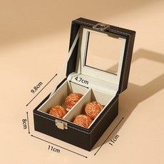 雅我防塵文玩核桃收納盒 獅子頭手串盒 核桃儲存盒 臺灣出貨 文玩核桃收納盒, 1個, 黑色2格核桃收納盒