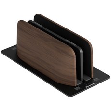 Ekeepment 우드클램쉘 노트북 태블릿 수직 세로 클램쉘 거치대 Slot 2, Walnut, 1개