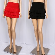 노브패리스 YNH2017삼단 미니 스커트 66에서77 국산 라틴 스판 라인 줌바 요가 비키니 라틴 웰빙 연습복 사계절 중년여성 댄스스포츠복, 레드