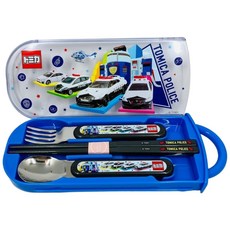 小品日貨 SKATER TOMICA 警車 餐具組 (筷/匙/叉/銀離子/日本製), 1個, 藍色