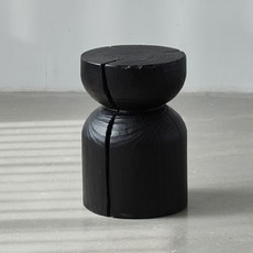 탄화 블랙 원목 우드 스툴 협탁 사각 원형 통나무 화장대 카페 매장 스툴체어 의자, A 32x32x45