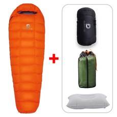 듀라맥스 침낭 머미형 극동계 동계 구스 입체봉제 거위털, 오랜지, 1개, 1000g