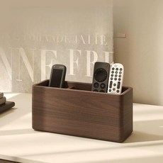 원목 수납함 블랙월넛 리모컨 TV 다용도 보관함 월넛 조명 침실 우드박스 정리함, 2구 블랙 월넛 리모컨 수납함