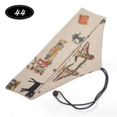 日式和風餐具收納袋，綁繩設計刀叉湯匙環保餐具袋，臺灣現貨快速出貨交換禮物推薦, 1個, 橫開綁繩款, 散步貓