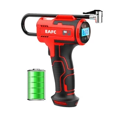 타이어공기주입기 에어펌프 다용도 측정기 EAFC 4000mAh 자동차 공기 압축기 전기 무선 150PSI 타이어 팽창기 펌프 오토바이 자전거 보트 자동 공, Battery Powered