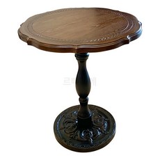 빈티지 원목 소파 사이드 테이블 거실 커피 라운드 티테이블, 블랙 중형 60x60x72cm 받침대, 1개