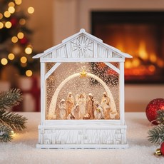 크리스마스 마굿간 구유 LED 오르골 장식 무드등 겨울소품 연말선물, 마굿간 오르골 대 화이트 1개