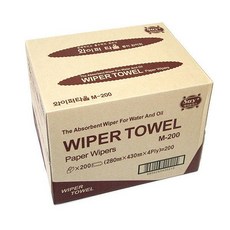 국산 와이퍼올 중형 200매 기름 행주 종이 보루 타올 280 x 430mm 엠보싱 타월 헝겊 KJW 200 광진산업, 1개