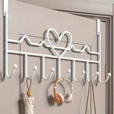 문짝 뒤 러브 후크 구멍 뚫을 필요 옷 걸이 모자 입구 보관 랙 정리, 2. WHITE, 1개