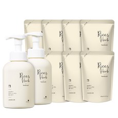 살림백서 라이스 허브 대용량 핸드워시 손세정제 본품 500ml 2개 + 리필 8개 그린포레스트, 1개, 2.6L