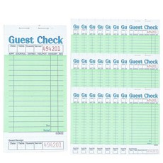 Budgenix 게스트 체크 서버 노트 패드 24팩 1200개 주문 하단 영수증이 있는 그린 레스토랑 비즈니스용 웨이트리스 메모장 214858