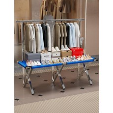 야시장 노점상 접이식 테이블 진열대 신발 의류 휴대용 신발 의류 악세사리 진열, 1인용, 120cm 체인 행거랙 3개 후크