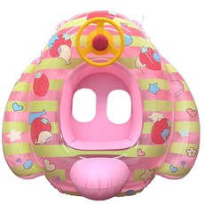 WEKO 29吋兒童草莓海豚座圈(兒童座圈 兒童座船 附拉繩 游泳座圈 兒童造型泳圈/WE-2902), 粉色, 1個