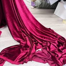 크리스마스 장식 웨딩 파티 커튼 천으로 수제 드레스 재봉 재료 보라색 벨벳 원단, 4. Wine Red, 1개