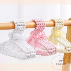 동그라미샵 미니 진주 리본 옷걸이 반려동물 소품 아기옷걸이, 핑크, 1개