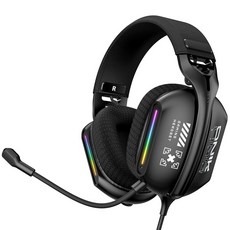 ONIKUMA 유선 게이밍 헤드셋 가상 7.1 RGB usb 노이즈캔슬링 마이크 X12, 블랙