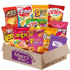 봉지스낵 과자세트 8호{포카칩+스윙칩+신짱+카라멜땅콩+고래밥+눈을감자+자갈치+꿀꽈배기+감자깡+고구마깡}+메세지카드, 1박스 1박스